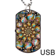 Marbled Spheres Spiral Dog Tag Usb Flash (one Side) by WolfepawFractals