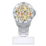 Xmas candy pattern Plastic Nurses Watch Front