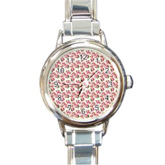 Gorgeous Pink Flower Pattern Round Italian Charm Watch by Brittlevirginclothing