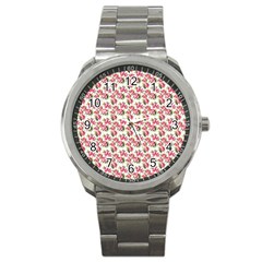 Gorgeous Pink Flower Pattern Sport Metal Watch by Brittlevirginclothing