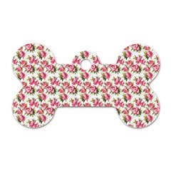 Gorgeous Pink Flower Pattern Dog Tag Bone (two Sides) by Brittlevirginclothing