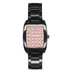 Gorgeous Pink Flower Pattern Stainless Steel Barrel Watch by Brittlevirginclothing