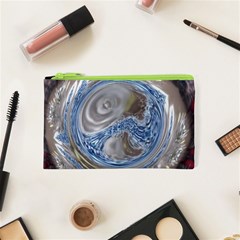 Silver Gray Blue Geometric Art Circle Cosmetic Bag (xs) by yoursparklingshop