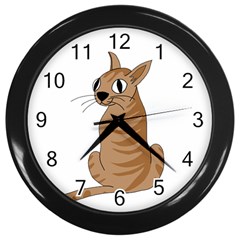 Brown Cat Wall Clocks (black) by Valentinaart