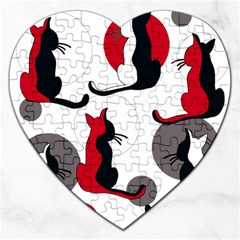 Elegant Abstract Cats  Jigsaw Puzzle (heart) by Valentinaart