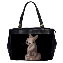 Brown Abstract Cat Office Handbags by Valentinaart