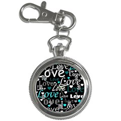 Valentine s Day Pattern - Cyan Key Chain Watches by Valentinaart