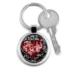 Red Graffiti Style Hart  Key Chains (round)  by Valentinaart