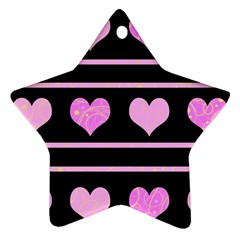 Pink Harts Pattern Ornament (star)  by Valentinaart