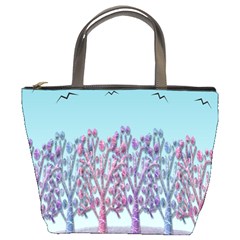 Blue Magical Landscape Bucket Bags by Valentinaart