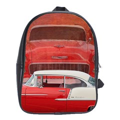 Classic Car Chevy Bel Air Dodge Red White Vintage Photography School Bags (xl)  by yoursparklingshop