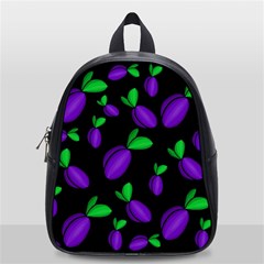 Plums Pattern School Bags (small)  by Valentinaart