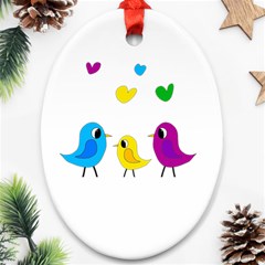 Bird Family Oval Ornament (two Sides) by Valentinaart