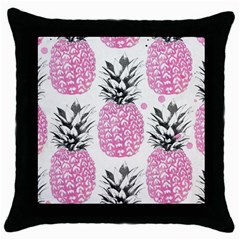 Pink Pineapple Throw Pillow Case (black) by Brittlevirginclothing