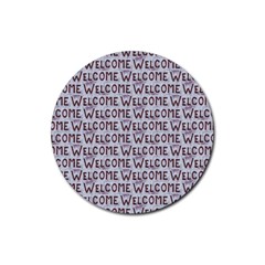 Welcome Letters Pattern Rubber Coaster (round)  by dflcprints