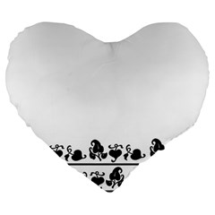 Simple Black And White Design Large 19  Premium Flano Heart Shape Cushions by Valentinaart