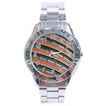 Architecture Building Glass Pattern Stainless Steel Analogue Watch Front