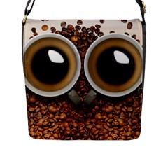 Owl Coffee Art Flap Messenger Bag (l)  by Nexatart