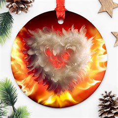 Arts Fire Valentines Day Heart Love Flames Heart Ornament (round) by Nexatart