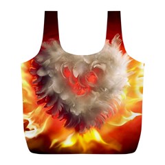 Arts Fire Valentines Day Heart Love Flames Heart Full Print Recycle Bags (l)  by Nexatart