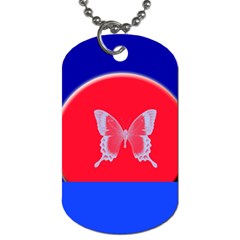 Blue Background Butterflies Frame Dog Tag (one Side) by Nexatart