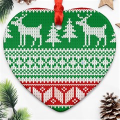 Christmas Jumper Pattern Heart Ornament (two Sides) by Nexatart