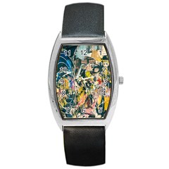 Art Graffiti Abstract Lines Barrel Style Metal Watch by Nexatart