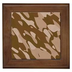 Background For Scrapbooking Or Other Beige And Brown Camouflage Patterns Framed Tiles by Nexatart