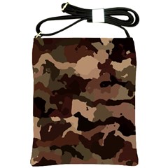 Background For Scrapbooking Or Other Camouflage Patterns Beige And Brown Shoulder Sling Bags by Nexatart