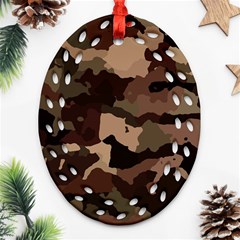 Background For Scrapbooking Or Other Camouflage Patterns Beige And Brown Oval Filigree Ornament (two Sides) by Nexatart