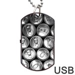 Black And White Doses Cans Fuzzy Drinks Dog Tag USB Flash (Two Sides) Back