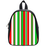 Christmas Holiday Stripes Red green,white School Bags (Small)  Front