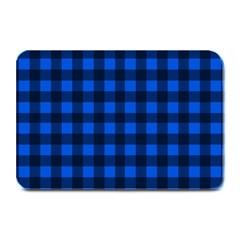 Blue And Black Plaid Pattern Plate Mats by Valentinaart