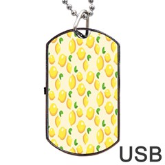 Pattern Template Lemons Yellow Dog Tag Usb Flash (two Sides) by Nexatart