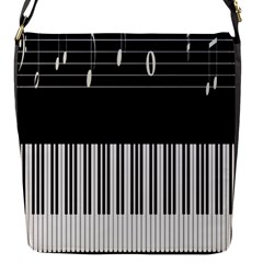 Piano Keyboard With Notes Vector Flap Messenger Bag (s) by Nexatart