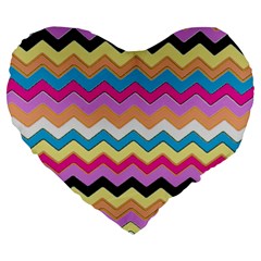 Chevrons Pattern Art Background Large 19  Premium Flano Heart Shape Cushions by Nexatart