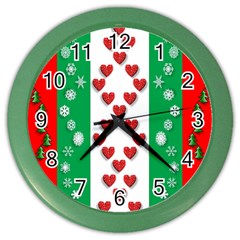 Christmas Snowflakes Christmas Trees Color Wall Clocks by Nexatart