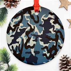 Blue Water Camouflage Round Ornament (two Sides) by Nexatart