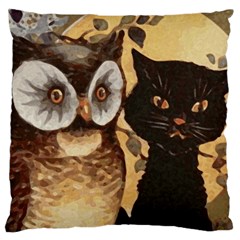 Owl And Black Cat Standard Flano Cushion Case (two Sides) by Nexatart