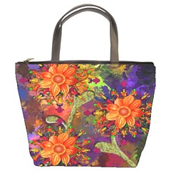 Abstract Flowers Floral Decorative Bucket Bags by Nexatart