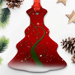 Christmas Modern Day Snow Star Red Christmas Tree Ornament (two Sides) by Nexatart