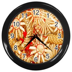 Christmas Straw Xmas Gold Wall Clocks (black) by Nexatart