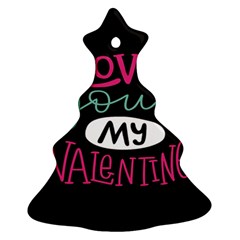  I Love You My Valentine / Our Two Hearts Pattern (black) Christmas Tree Ornament (two Sides) by FashionFling