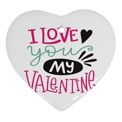 I Love You My Valentine / Our Two Hearts Pattern (white) Heart Ornament (two Sides) by FashionFling