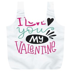 I Love You My Valentine / Our Two Hearts Pattern (white) Full Print Recycle Bags (l)  by FashionFling