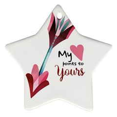 My Heart Points To Yours / Pink And Blue Cupid s Arrows (white) Star Ornament (two Sides) by FashionFling