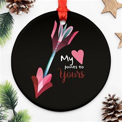 My Heart Points To Yours / Pink And Blue Cupid s Arrows (black) Ornament (round) by FashionFling