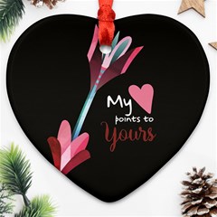 My Heart Points To Yours / Pink And Blue Cupid s Arrows (black) Ornament (heart) by FashionFling