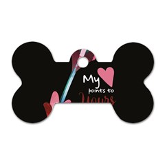 My Heart Points To Yours / Pink And Blue Cupid s Arrows (black) Dog Tag Bone (two Sides) by FashionFling