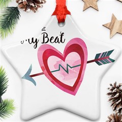 You Are My Beat / Pink And Teal Hearts Pattern (white)  Ornament (star) by FashionFling